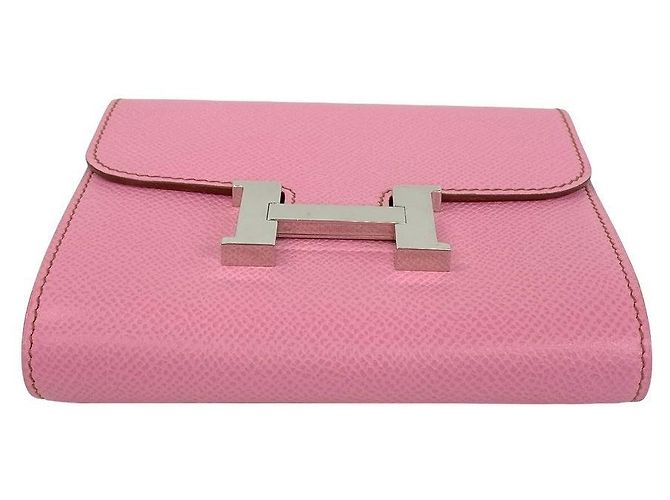 Hermès Portafoglio compatto in pelle Hermes Constance Rosa - vista 7