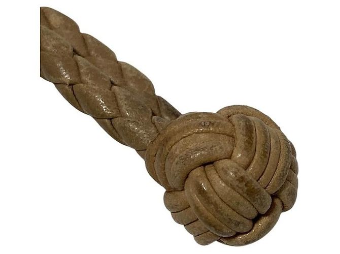 Bracelet en cuir Intrecciato Bottega Veneta Marron Beige - vue 3
