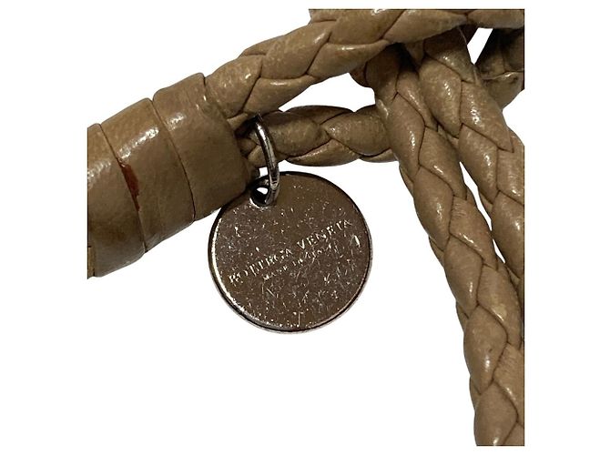 Bracelet en cuir Intrecciato Bottega Veneta Marron Beige - vue 4