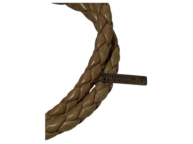 Bracelet en cuir Intrecciato Bottega Veneta Marron Beige - vue 5