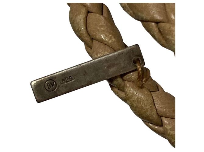 Bracelet en cuir Intrecciato Bottega Veneta Marron Beige - vue 6