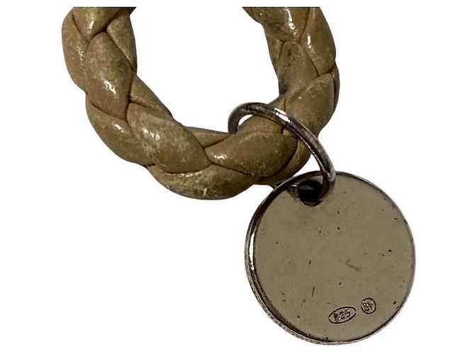 Bracelet en cuir Intrecciato Bottega Veneta Marron Beige - vue 7