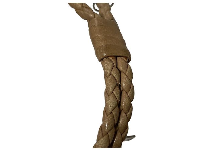 Bracelet en cuir Intrecciato Bottega Veneta Marron Beige - vue 9