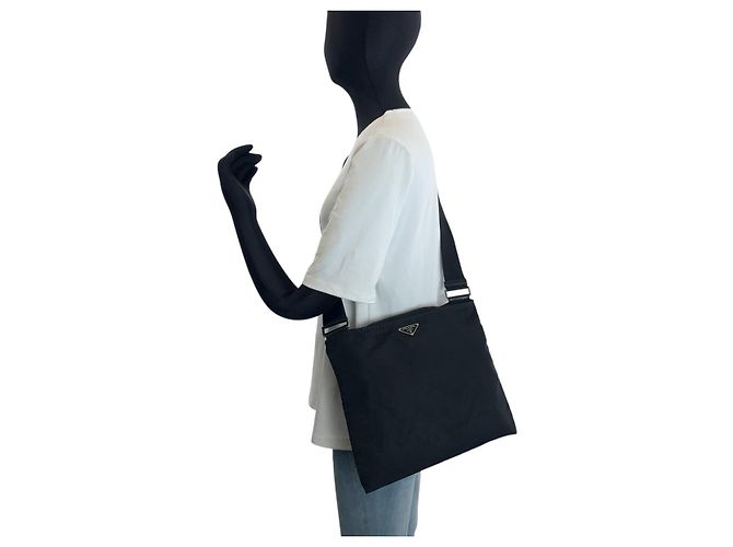 Borsa a tracolla in nylon Tessuto Prada Nero - vista 7
