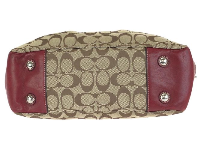 COACH Signature Canvas Leather 2way Tote Bag Braun Beige - Ansicht 10