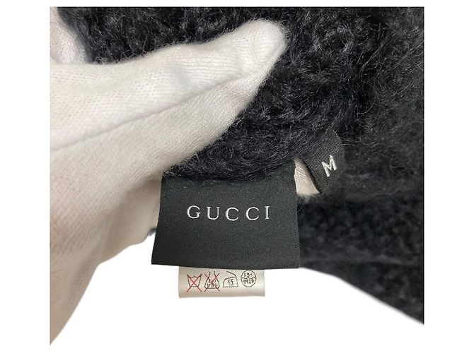 Berretto in misto seta e mohair ricamato Gucci Nero - vista 5