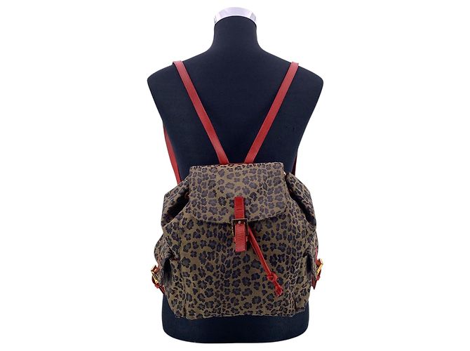 Zaino Fendi Vintage in tessuto leopardato Marrone - vista 2