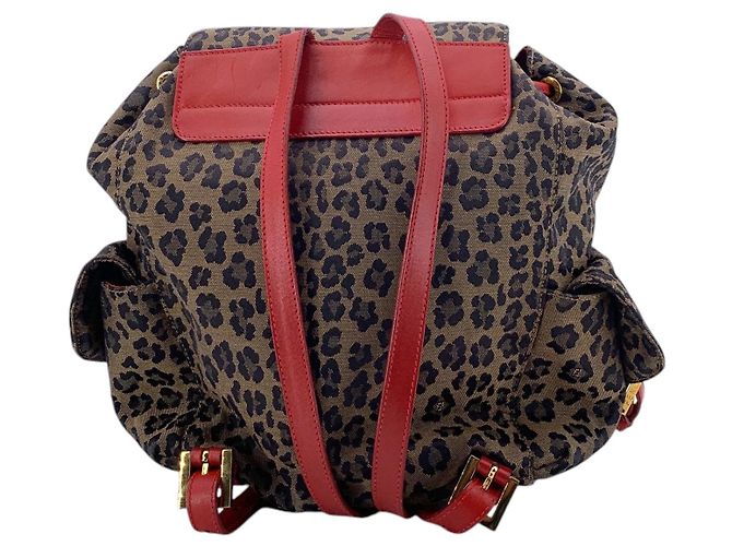 Zaino Fendi Vintage in tessuto leopardato Marrone - vista 3