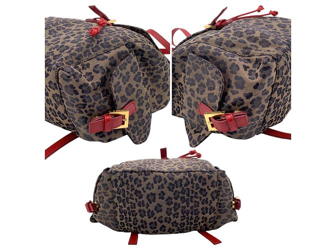 Zaino Fendi Vintage in tessuto leopardato Marrone - vista 4