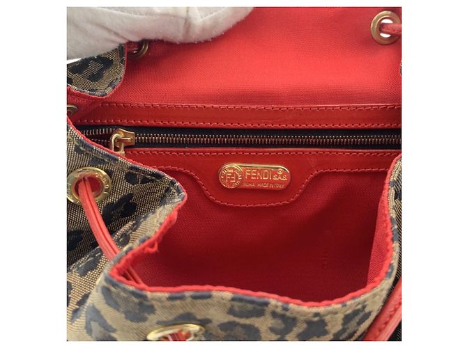 Zaino Fendi Vintage in tessuto leopardato Marrone - vista 5