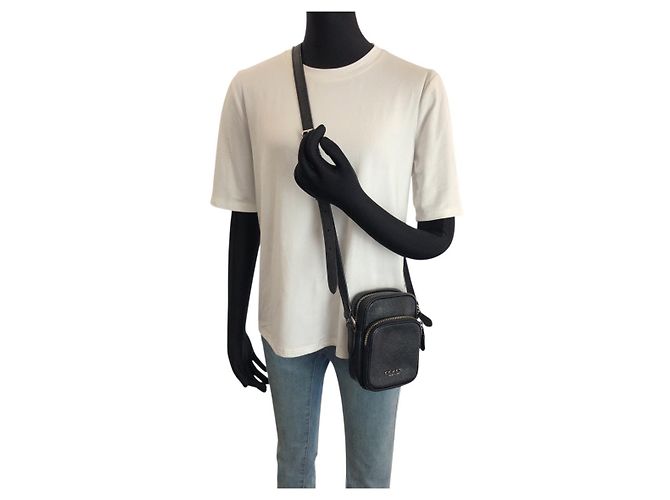 Borsa a tracolla in pelle COACH Nero - vista 7