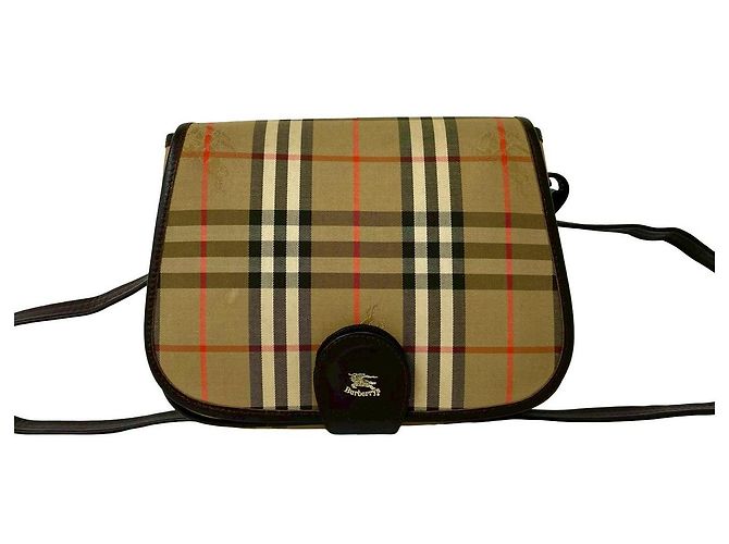 Borsa a tracolla in tela e pelle Burberry Marrone - vista 2