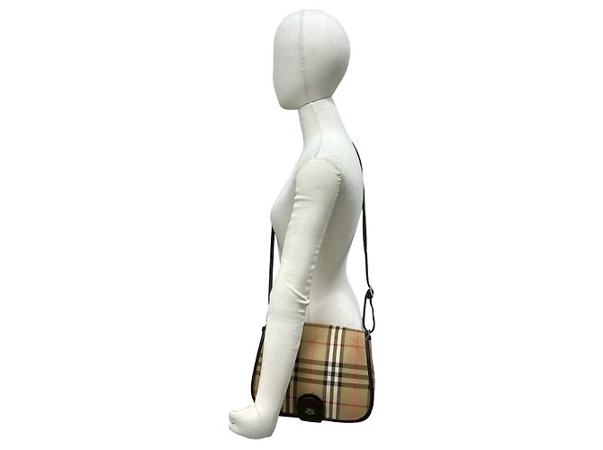 Borsa a tracolla in tela e pelle Burberry Marrone - vista 3