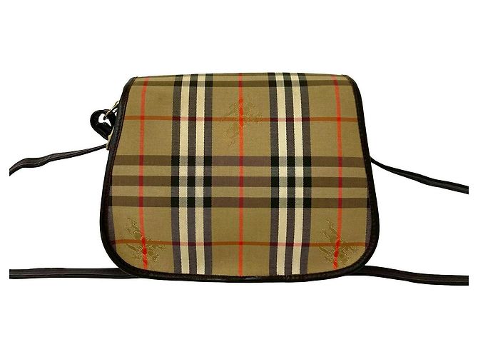 Borsa a tracolla in tela e pelle Burberry Marrone - vista 4