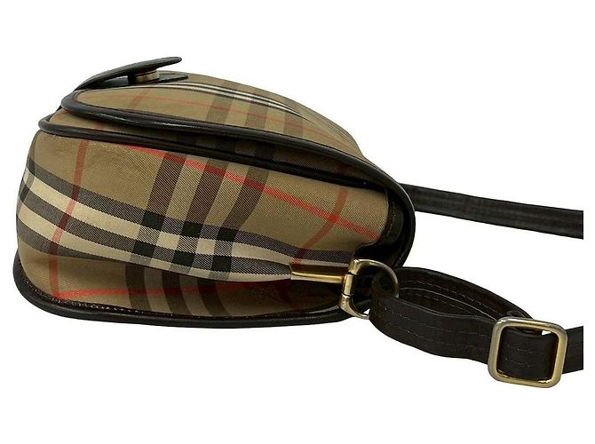 Borsa a tracolla in tela e pelle Burberry Marrone - vista 7