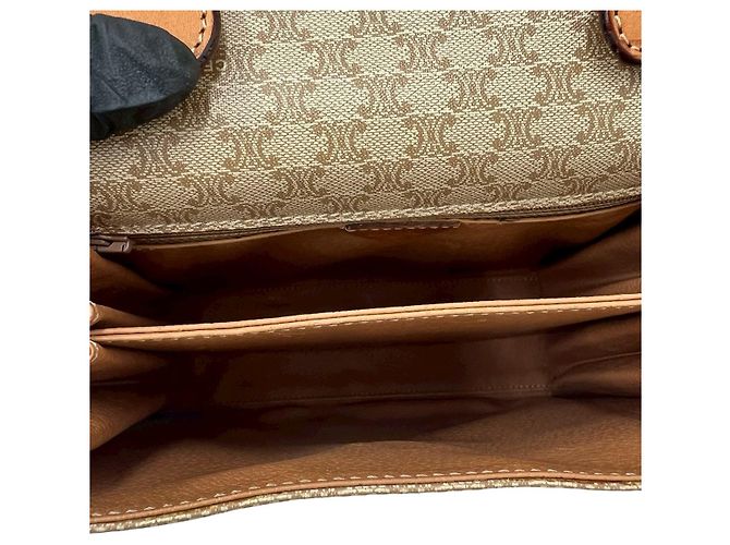 Céline Borsa a tracolla Celine Macadam Triomphe in PVC e pelle Marrone - vista 10
