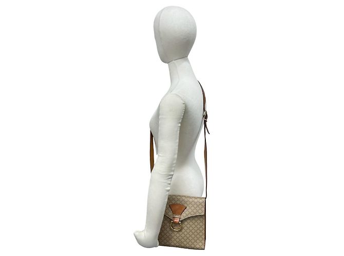 Céline Borsa a tracolla Celine Macadam Triomphe in PVC e pelle Marrone - vista 3