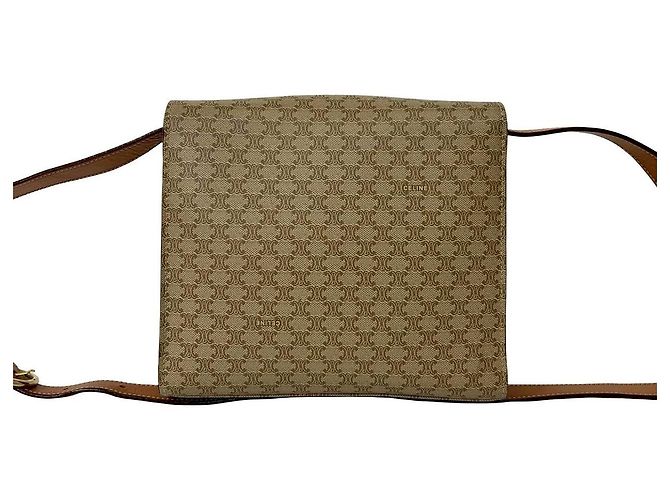 Céline Borsa a tracolla Celine Macadam Triomphe in PVC e pelle Marrone - vista 4