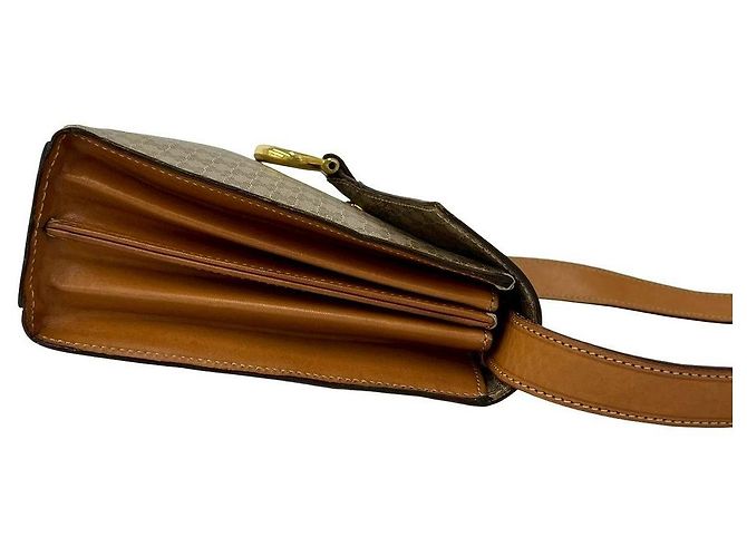 Céline Borsa a tracolla Celine Macadam Triomphe in PVC e pelle Marrone - vista 7
