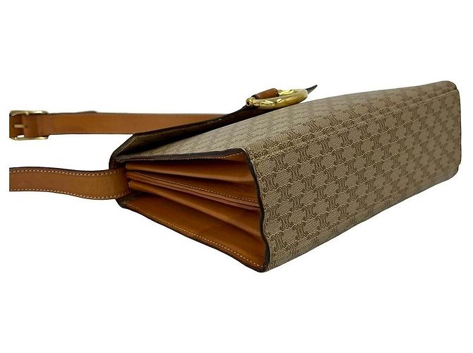 Céline Borsa a tracolla Celine Macadam Triomphe in PVC e pelle Marrone - vista 8