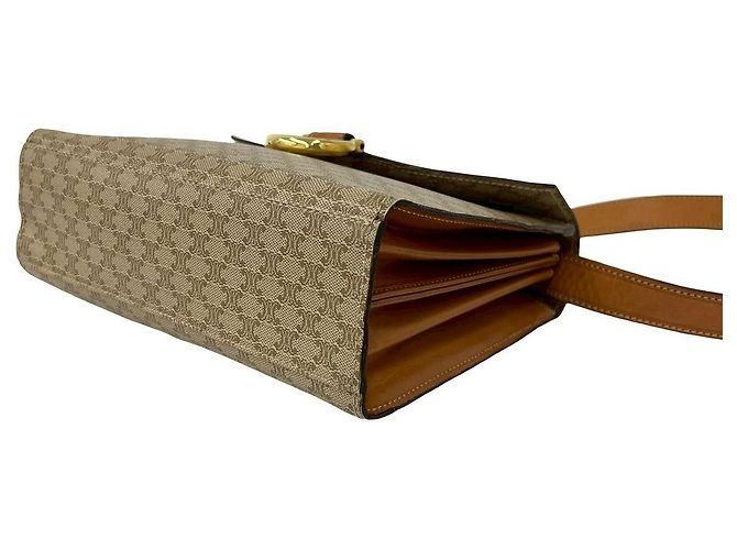 Céline Borsa a tracolla Celine Macadam Triomphe in PVC e pelle Marrone - vista 9