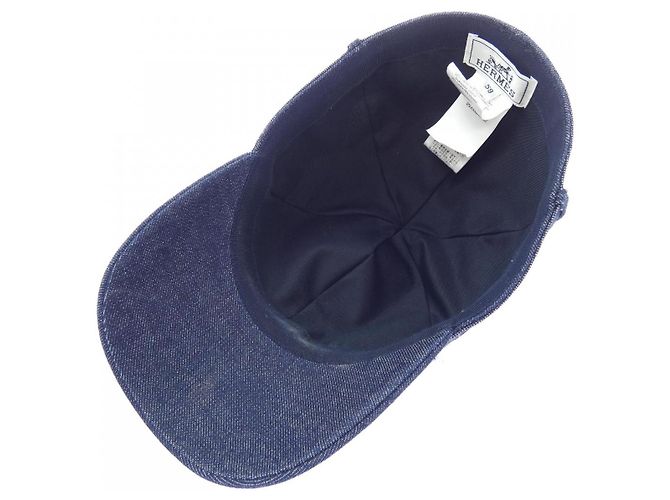 Hermès Hermes JOANNE DENIM Baumwollkappe Blau - vista 5