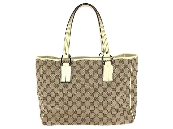 Gucci GG Canvas Leder Tote Bag Braun Beige - Ansicht 2
