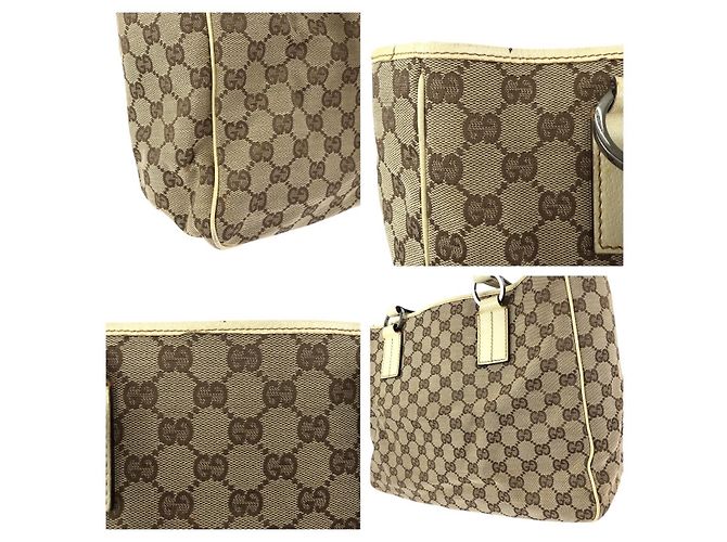 Gucci GG Canvas Leder Tote Bag Braun Beige - Ansicht 5