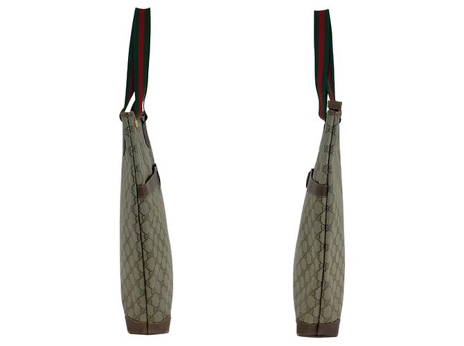Borsa Tote Gucci GG Supreme Canvas Marrone Beige - vista 8
