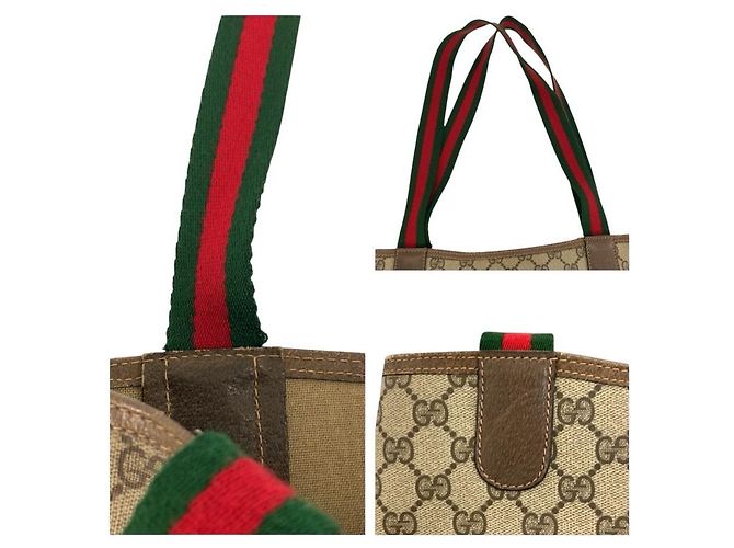 Borsa Tote Gucci GG Supreme Canvas Marrone Beige - vista 6