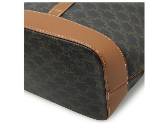 Céline Bolso de hombro Celine Triomphe Small Bucket Castaño - vista 3