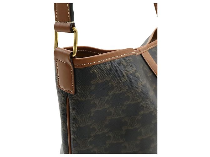 Céline Bolso de hombro Celine Triomphe Small Bucket Castaño - vista 4
