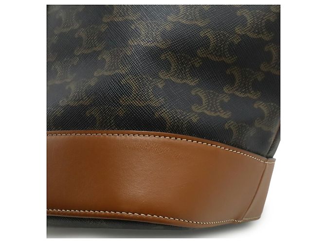 Céline Bolso de hombro Celine Triomphe Small Bucket Castaño - vista 8