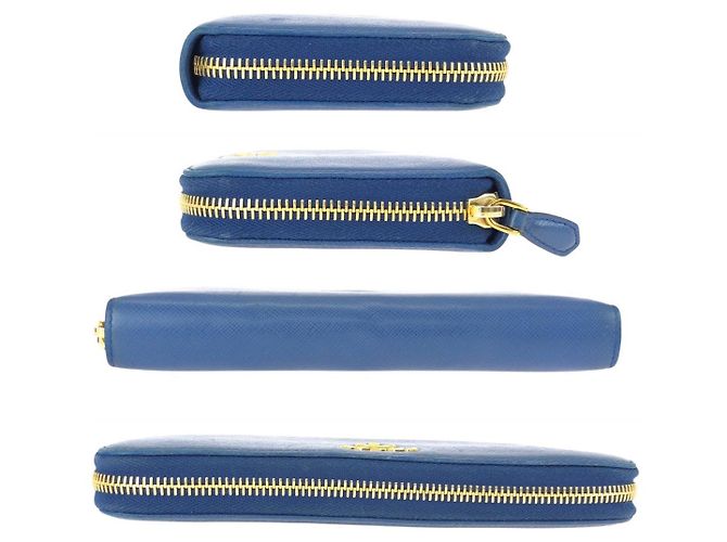 Portafoglio lungo in pelle Saffiano Prada Blu - vista 10