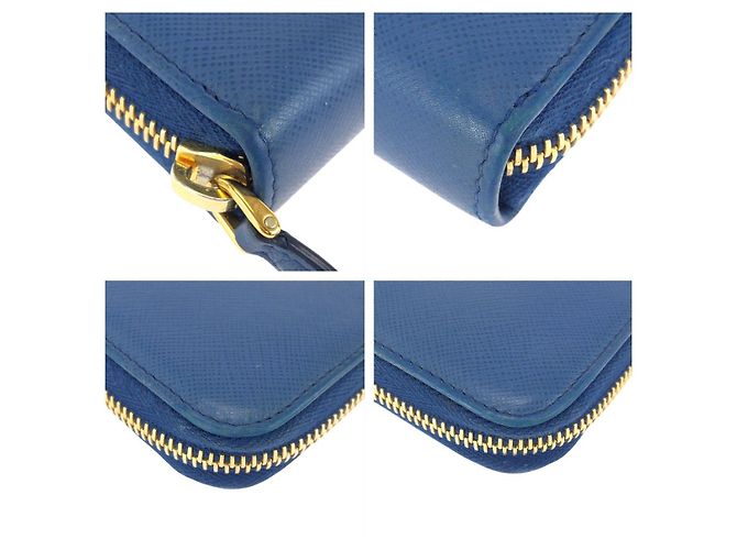 Portafoglio lungo in pelle Saffiano Prada Blu - vista 3