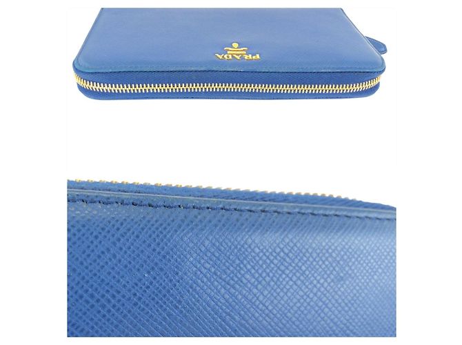 Portafoglio lungo in pelle Saffiano Prada Blu - vista 9