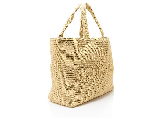 Saint Laurent Raphia Logo Tote Braun Beige - Ansicht 2