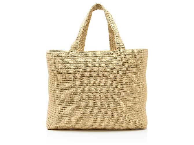 Saint Laurent Raphia Logo Tote Braun Beige - Ansicht 3