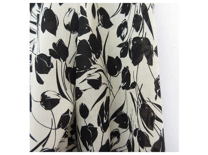Autre Marque TIARA Kleid mit Schleife und Tulpenprint Schwarz Weiß Roh - Ansicht 3