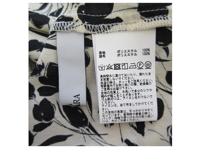 Autre Marque TIARA Kleid mit Schleife und Tulpenprint Schwarz Weiß Roh - Ansicht 4
