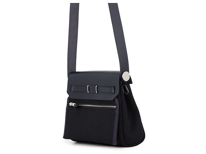 Borsa a tracolla Hermès Herbag Zip Mini Nero Blu - vista 2