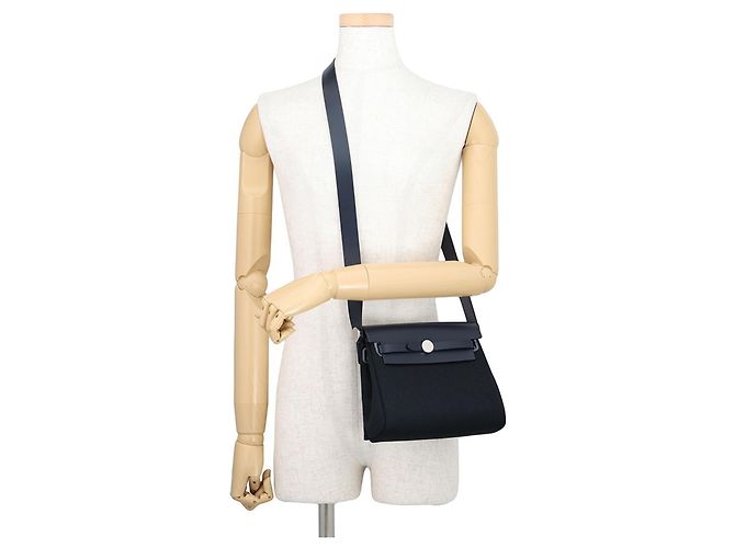 Borsa a tracolla Hermès Herbag Zip Mini Nero Blu - vista 4