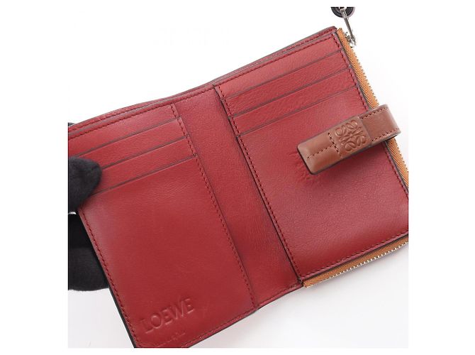 Loewe Slim Zip Bifold Portemonnaie Braun Rot - Ansicht 3