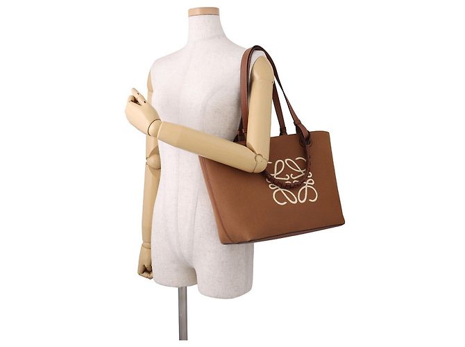 Borsa Tote Loewe Anagram Small in jacquard e pelle di vitello - vista 5