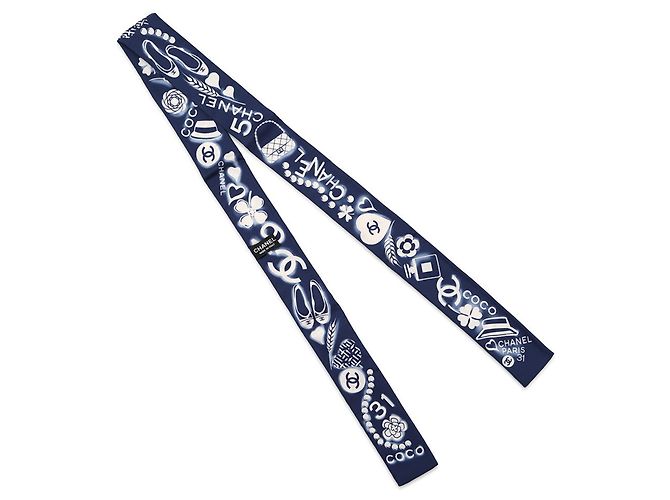 Chanel Seidentuch in Navy und Weiß Marineblau - Ansicht 3