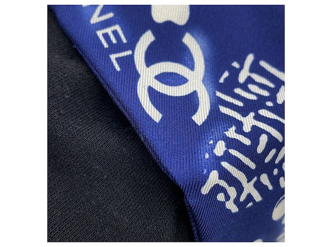 Chanel Seidentuch in Navy und Weiß Marineblau - Ansicht 5