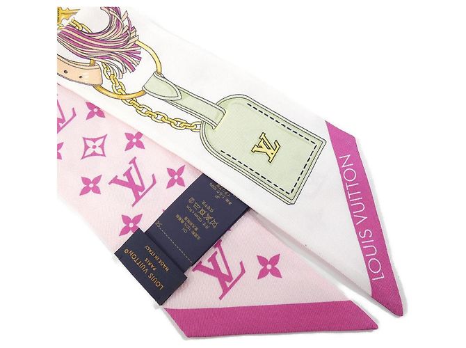 Foulard Louis Vuitton Bandeau BB Flower and Straps Rosa - vista 2