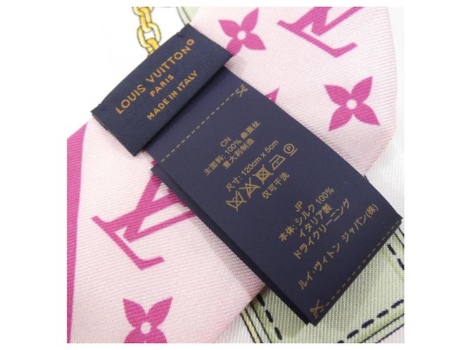 Foulard Louis Vuitton Bandeau BB Flower and Straps Rosa - vista 4