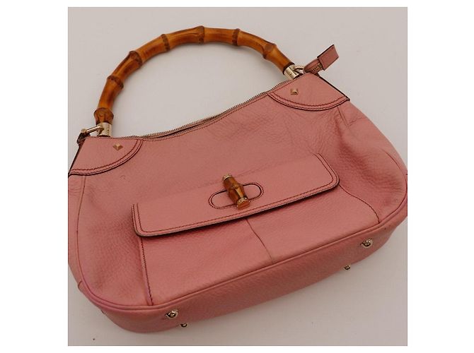 Gucci Bamboo Classic Borsa Hobo in pelle rosa - vista 6