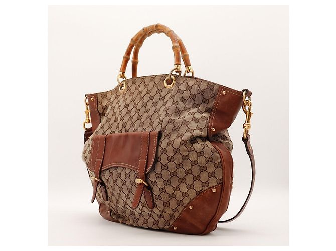 Bamboo Borsa Gucci GG Supreme manico bambù Marrone Monogramma - vista 2
